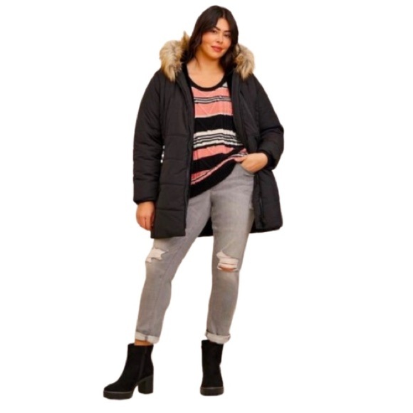 🆕 TORRID Nylon Fur Trim Fit And Flare Puffer SIZE 5X $199 - Picture 1 of 12